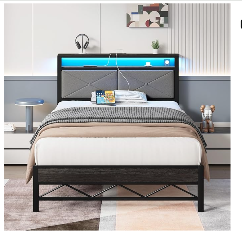 LED Single Bed Double Decker Metal Bed Set Simple Modern 