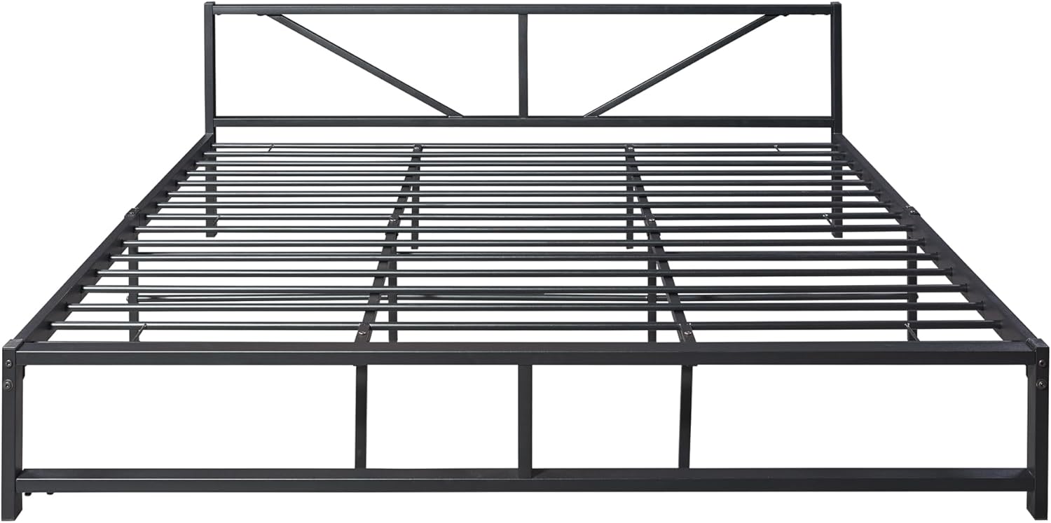 Meran Metal Bed 180 x 200 cm Double Bed Frame Metal Beds Storage Space Under Bed Frame Steel Black
