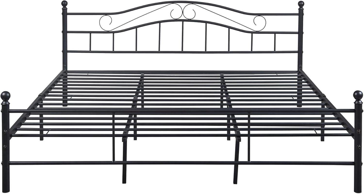metal bed frame (140 / 160 / 180 / 200 x 200 cm) 2 colours with curved headboard – powder-coated / includes slatted