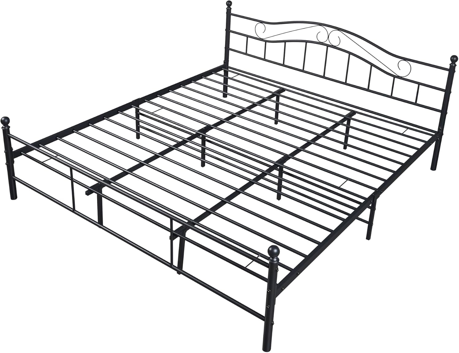 metal bed frame (140 / 160 / 180 / 200 x 200 cm) 2 colours with curved headboard – powder-coated / includes slatted