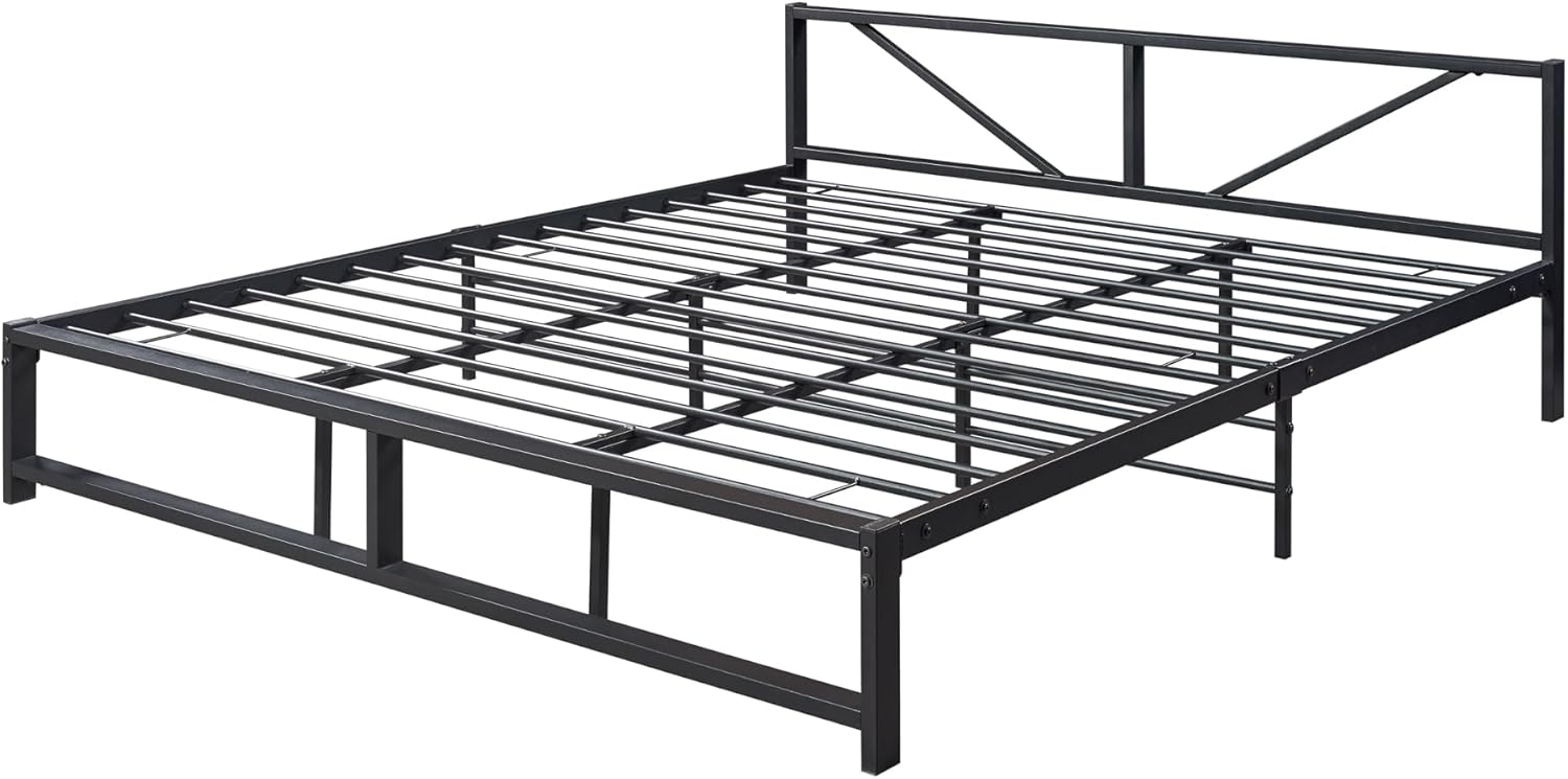 Meran Metal Bed 180 x 200 cm Double Bed Frame Metal Beds Storage Space Under Bed Frame Steel Black