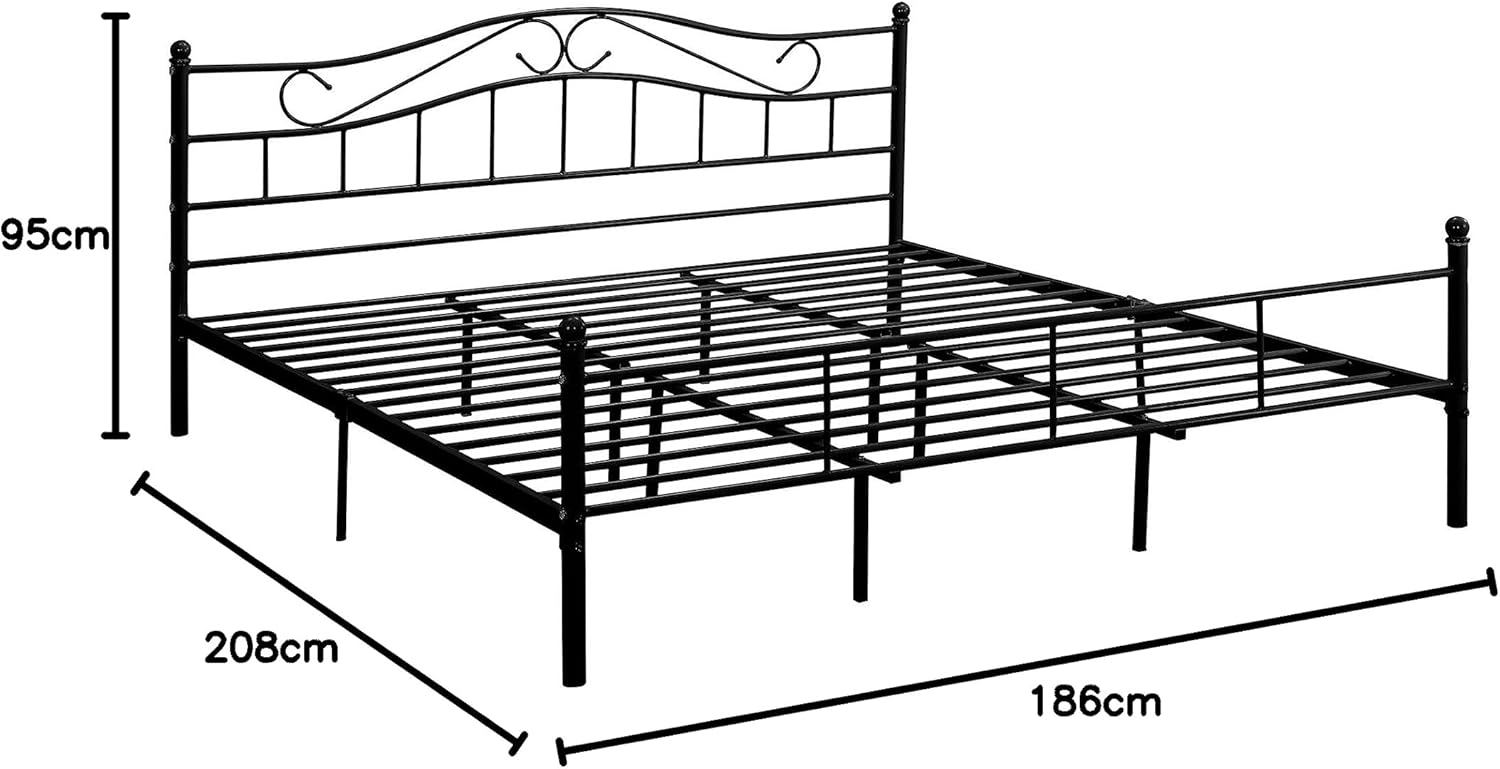 metal bed frame (140 / 160 / 180 / 200 x 200 cm) 2 colours with curved headboard – powder-coated / includes slatted