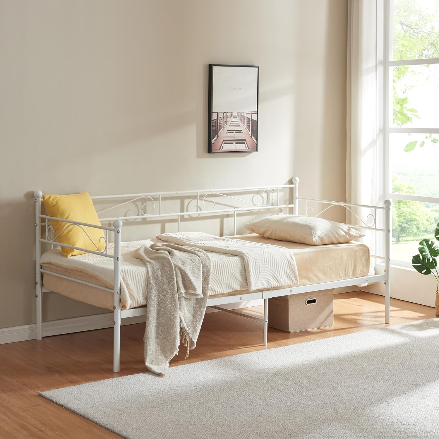 Modern Bedroom Daybed Simple Design Black White Customized Size Metal Couch Sofa Bed Day Bed with Trundle