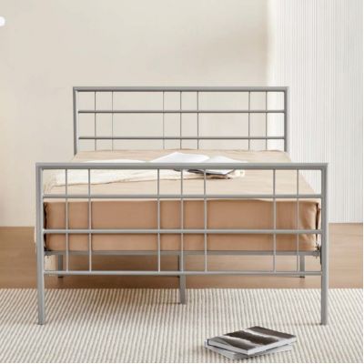 Metal Bed Frame in Silver Black Single / Double / King Size With Mattress Option