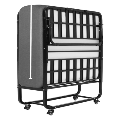 Folding Bed 90 x 200 cm Adult with Approx. 13 cm Memory Foam Mattress Guest Bed Folding Metal Frame Folding Beds with Wheels Travel Bed Foldable