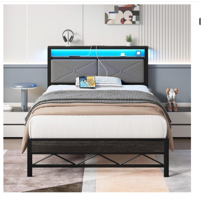 LED Single Bed Double Decker Metal Bed Set Simple Modern 