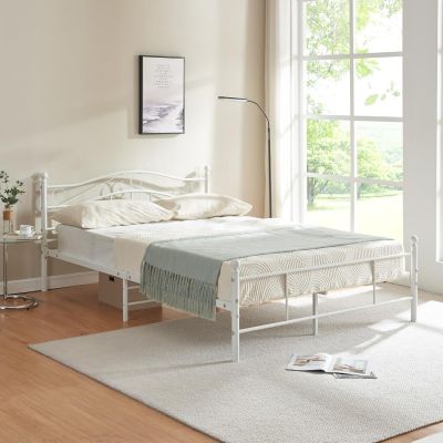Florenz metal bed frame (140 / 160 / 180 / 200 x 200 cm) 2 colours with curved headboard – powder-coated / includes slatted frame.