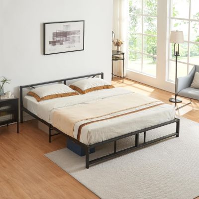 Meran Metal Bed 180 x 200 cm Double Bed Frame Metal Beds Storage Space Under Bed Frame Steel Black