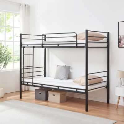 Bunk Bed 90 x 200 cm Guest Bed Children's Bed with Ladder and Fall Protection Bed 210 x 94 x 171 cm Youth Bed Metal Black