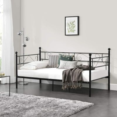 Modern Bedroom Daybed Simple Design Black White Customized Size Metal Couch Sofa Bed Day Bed with Trundle