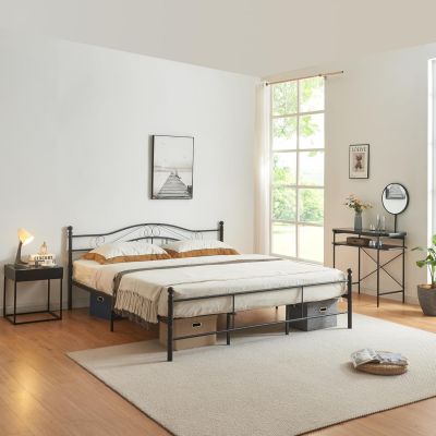 metal bed frame (140 / 160 / 180 / 200 x 200 cm) 2 colours with curved headboard – powder-coated / includes slatted